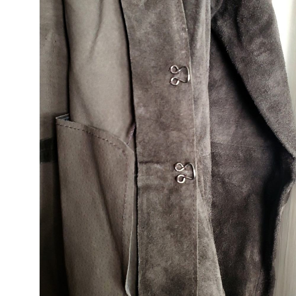 Chocolate Brown Suede Jacket Cardigan Classic Minimalist Boho Chic Size M - Picture 6 of 8